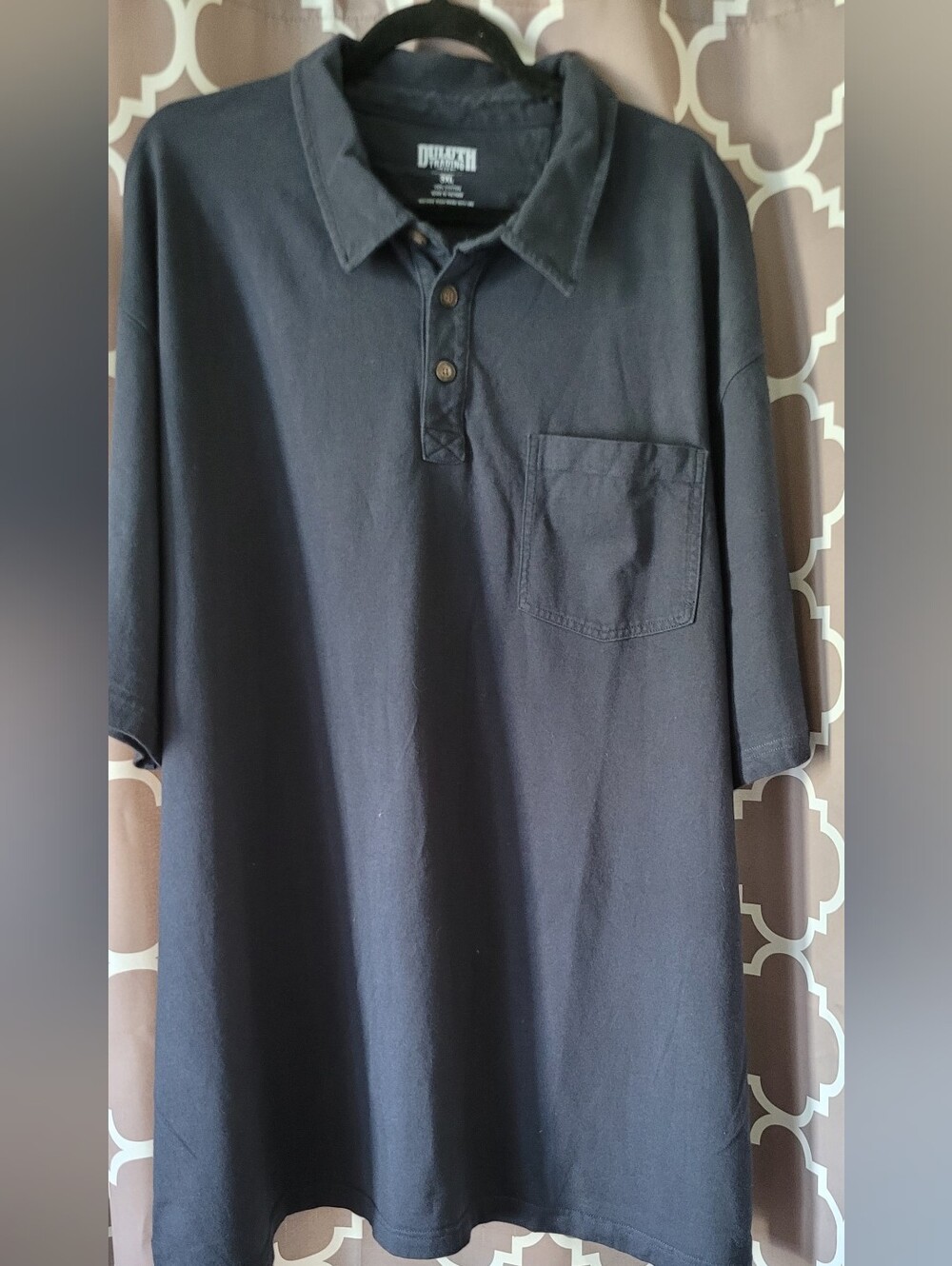 Duluth Trading Co Navy Short-Sleeve Pocket Henley Polo